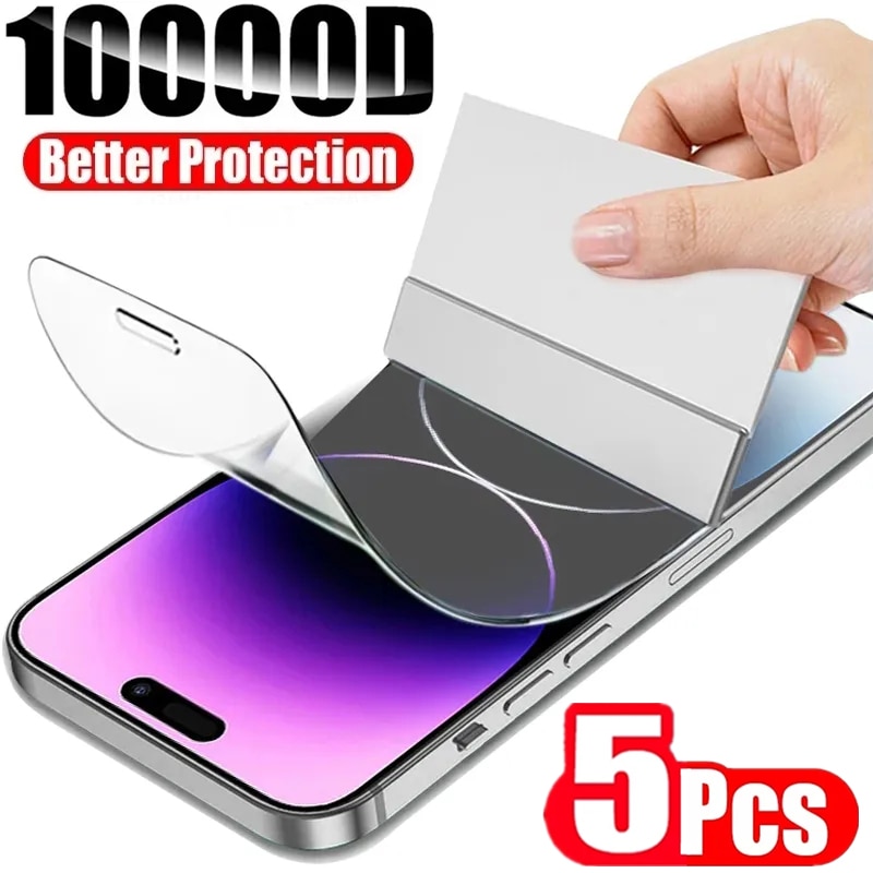 5Pcs Full Cover Hydrogel Film for IPhone 14 13 12 11 Pro Max Mini Screen Protectors for IPhone 6 7 8 14 Plus X XS MAX Not Glass
