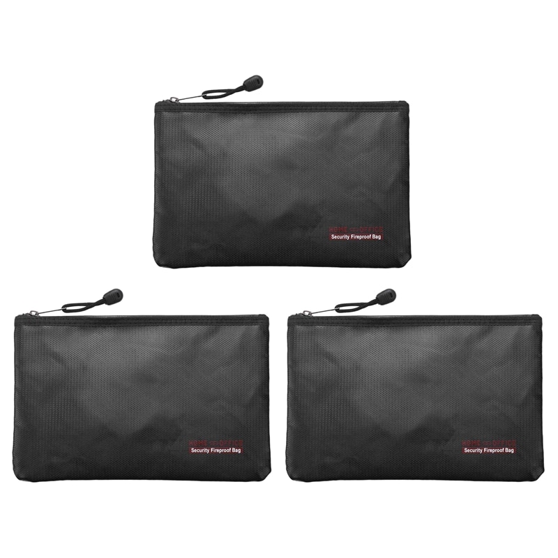 3X Fireproof Money Safe Document Bag. NON-ITCHY Silicone Coated Fire & Water Resistant Safe Cash Bag