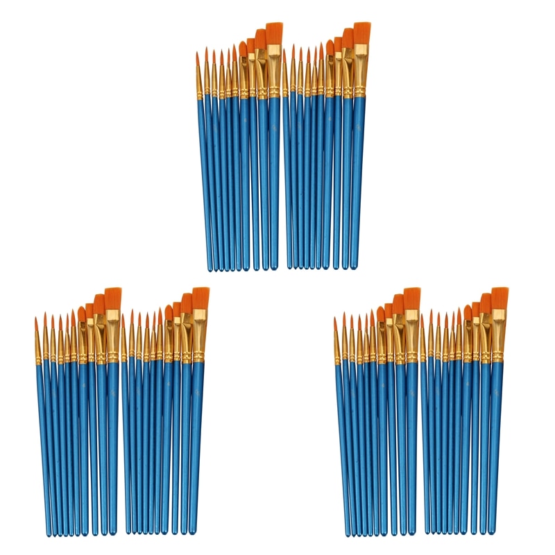 Paint Brush Set By, 60 Pcs Nylon Hair Brushes For Acrylic Oil Watercolor Painting Artist Professional Painting Kits