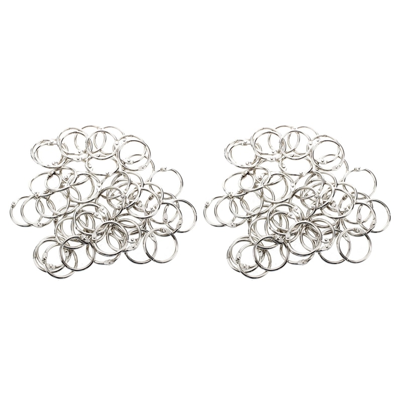 100 Pcs Staple Book Binder 30Mm Outer Diameter Loose Leaf Ring Keychain