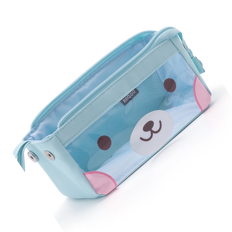 ANGOO Clear Pencil Case For Students Colored Pen Bag Large Capacity Pencil Case Cute Storage Pen Pouch Stationery Supply
