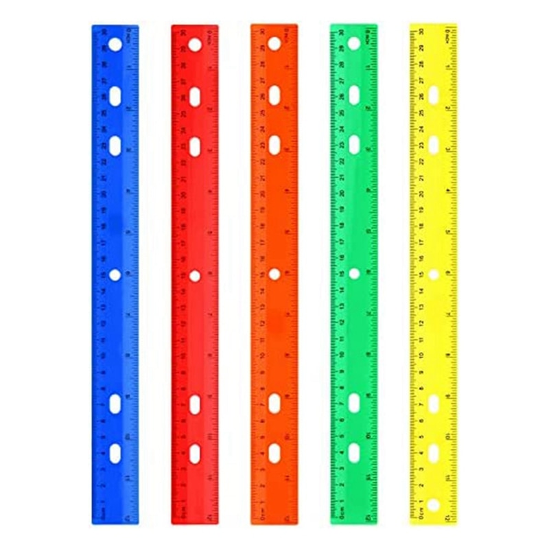 5 Pieces Of Color Ruler 5 Kinds Of Color Measuring Tools Straight Plastic Ruler For Children's School Office Supplies