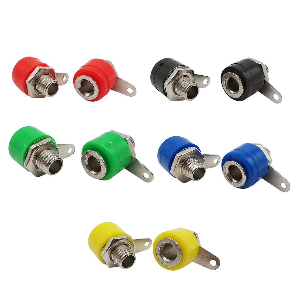 10Pcs 4mm Banana Socket 4mm Banana Binding Post DIY Plug Adapter Red Black Blue Green Yellow