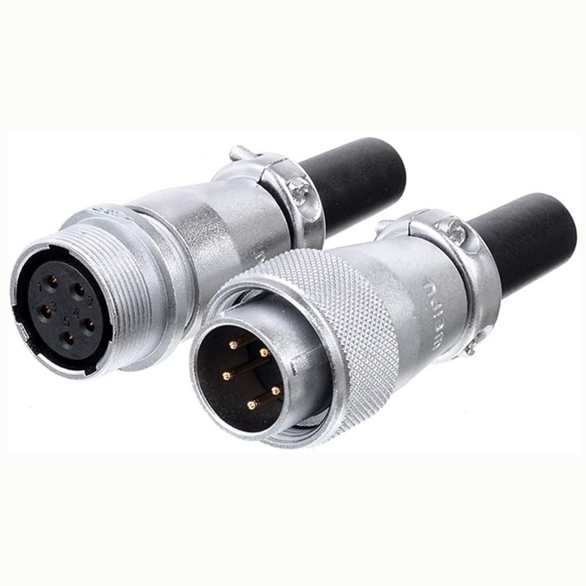 WEIPU WS20 TQ+ZQ Metal Threaded Extention Cable Joint Wire Electric Connector 2 3 4 5 6 7 9 12 Pin M20 Male Plug Female Socket