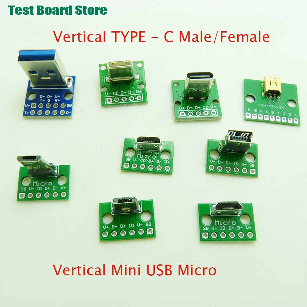Test Board 1pc Micro USB Jack 3.0 Typ-C 2P 4P Buchse Jack Port USB Typ C Buchse Mit Schraube Befestigungs Fixing Plate