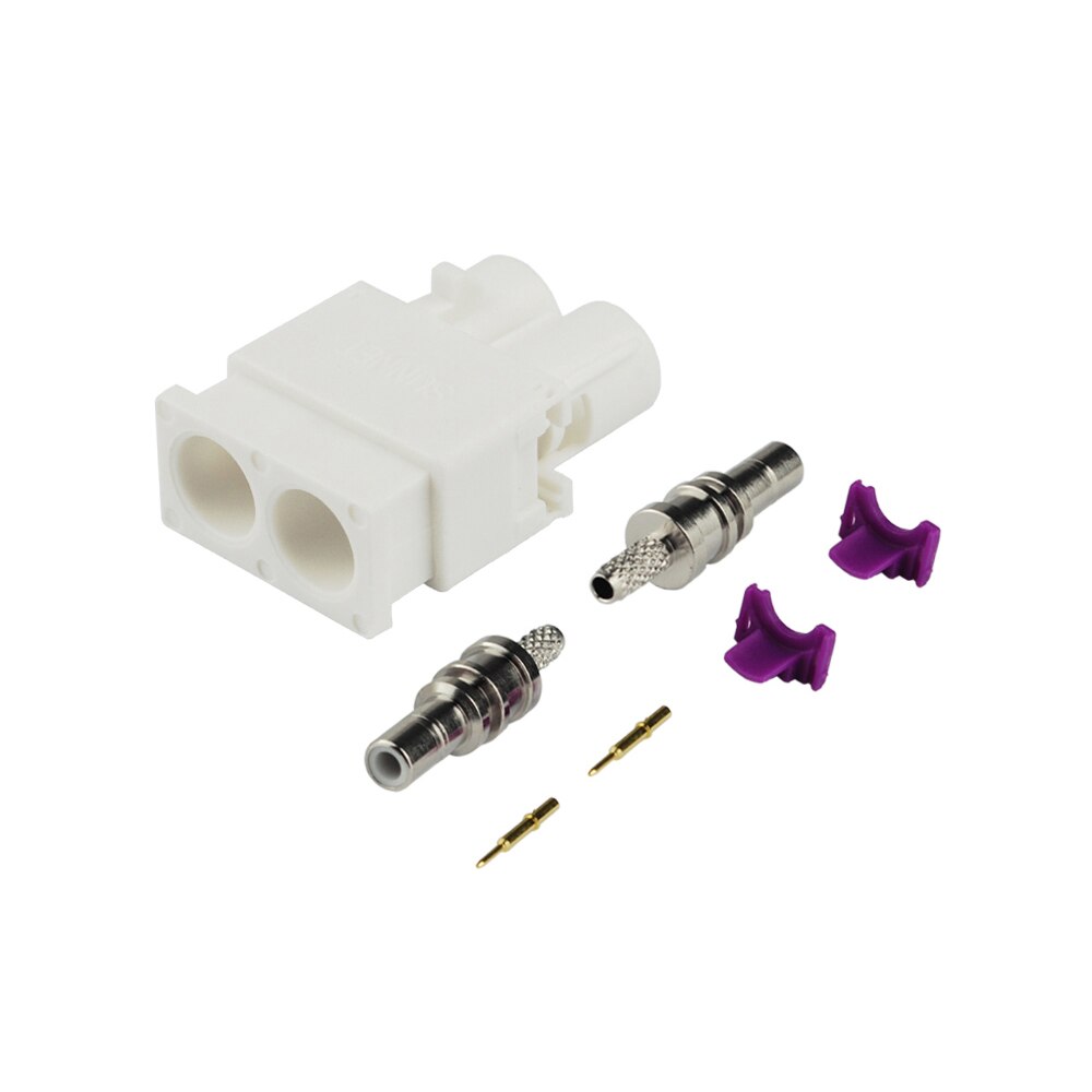 Superbat 10pcs Fakra Code B Double Male Straight Crimp Attachment Connector for Cable RG316 RG174 LMR100