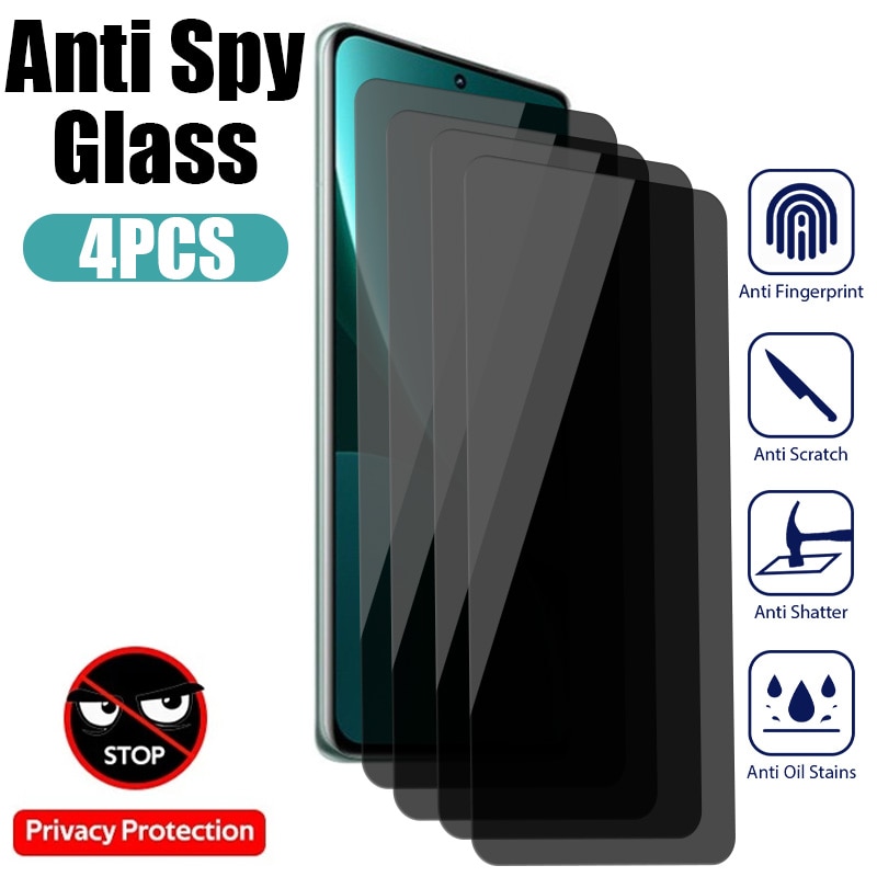 4PCS Privacy Screen Protector For Xiaomi Poco X5 X4 X3 M4 M3 Pro 5G F4 F3 GT M5S Anti-Spy Glass For Xiaomi 12T 11T Pro 12 Lite