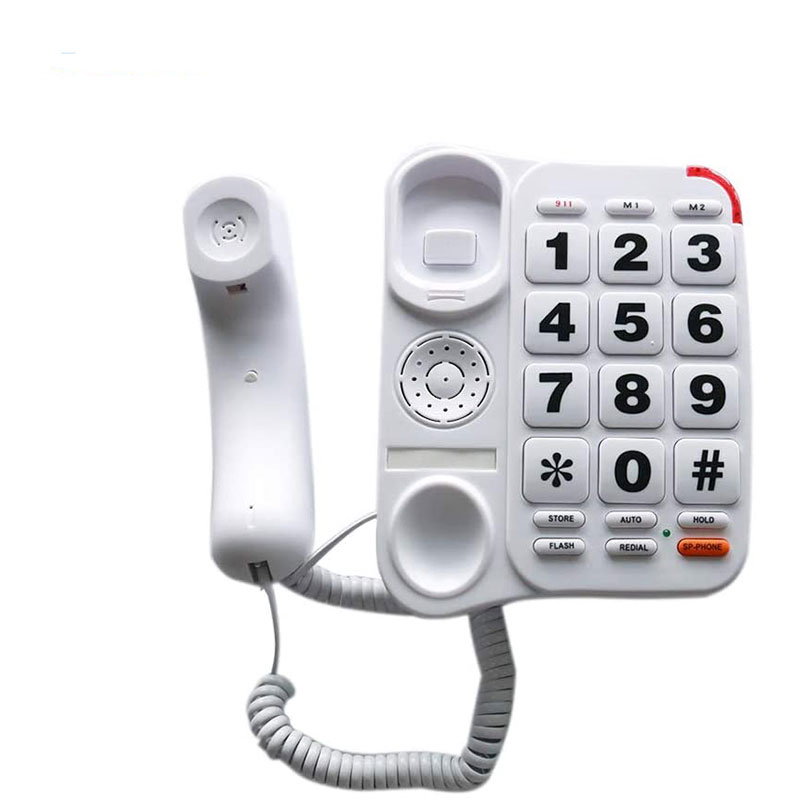 Big Button Corded Phone with 3 One-Touch Speed Dial, Care Phone for Seniors with Memory Protection/Wall Mountable/SOS Emergency