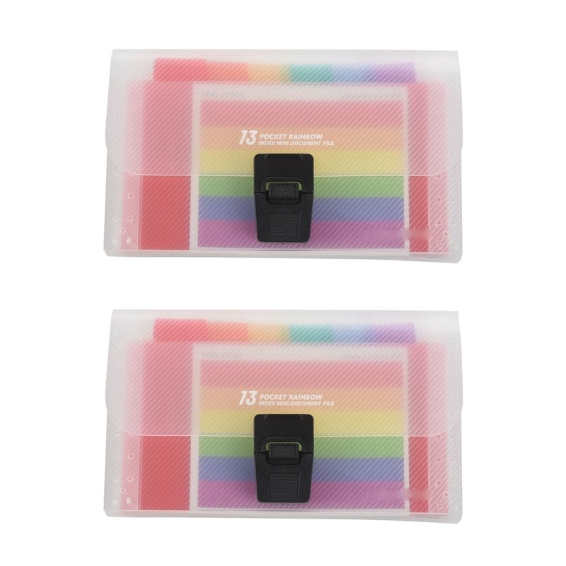 2X 13 Pocket Folder Office Expanding File Colorful Organizer Document
