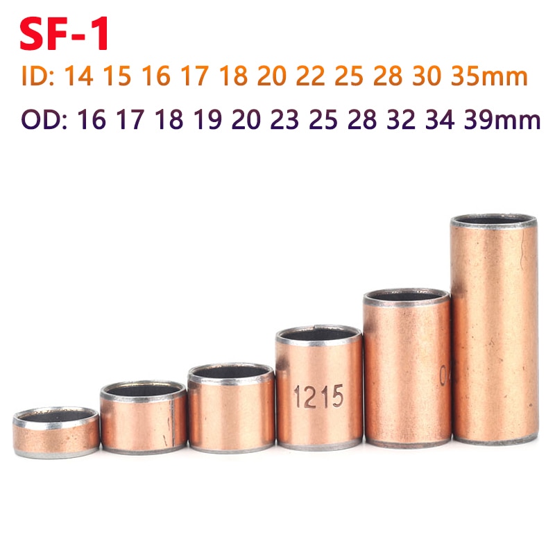 5pcs SF-1 Composite Copper Sleeve Oil-free Self-lubricating Bearing Inner Diameter 14 15 16 17 18 20-35mm Bushing Small Bushing