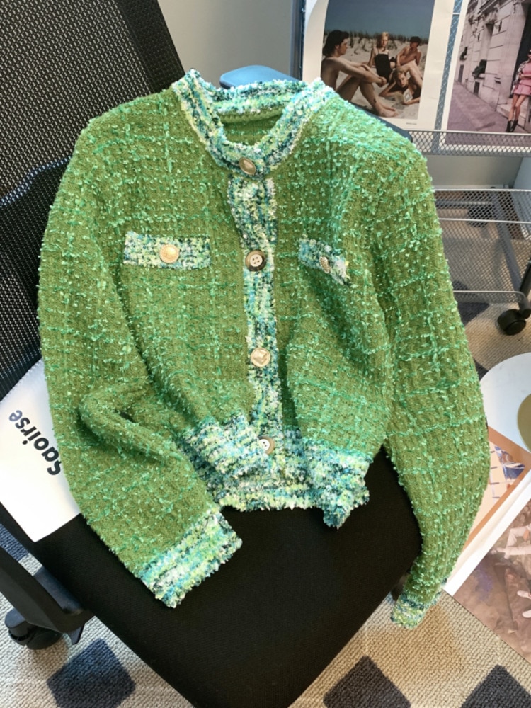 2023 Spring Women Knitted Sweater Korean Fashion Long Sleeve Round Neck Cardigan Ladies Casual Single-breasted Jumper Knitwear