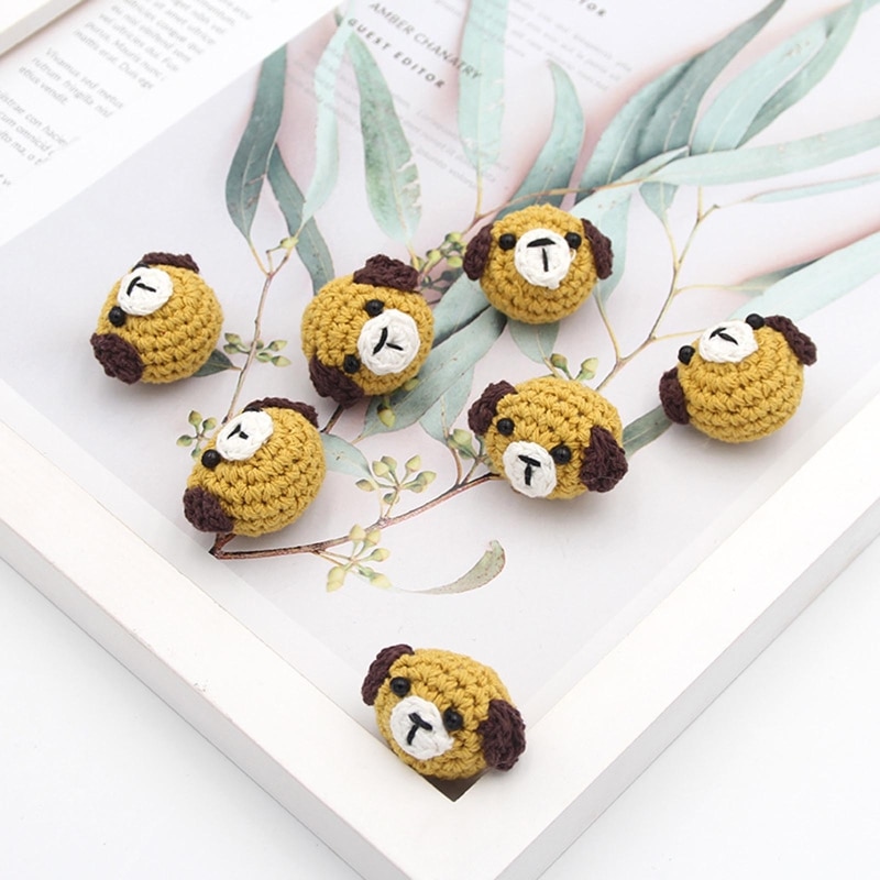 5 Pcs/Pack Handmade Crochet Woolen Animal Cartoon for Head Baby Teething Soother Decor DIY Pacifier Clip Chain Accessori