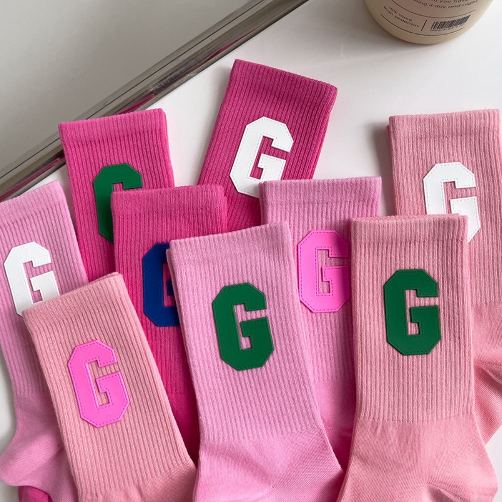 Letter G Fashion Sporty Middle Tube Socks Women Harajuku Casual Socks Sports Street Harajuku Socks Unisex Socks