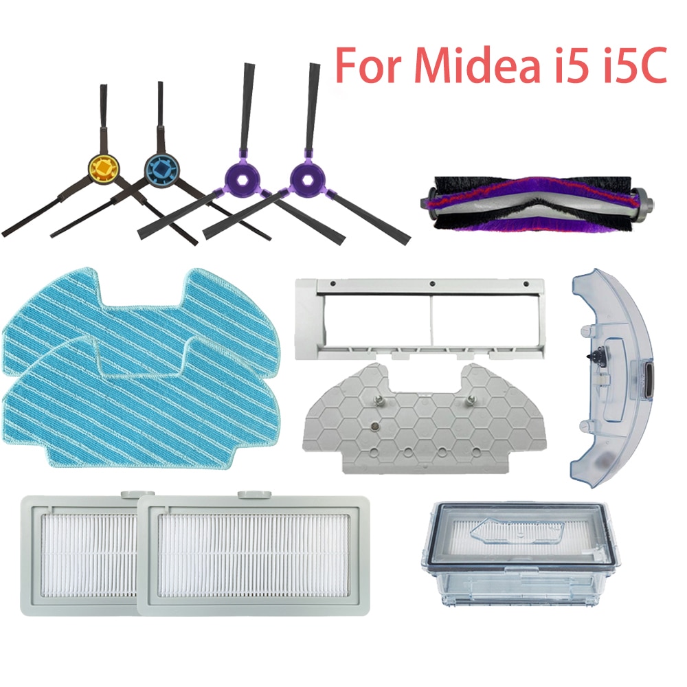 Roller Brush Mop For Midea I5C I5 VCR07 VCR08 Robot Vacuum Cleaner Accessories For Midea I5C Spare Parts Dust Box Water Tank