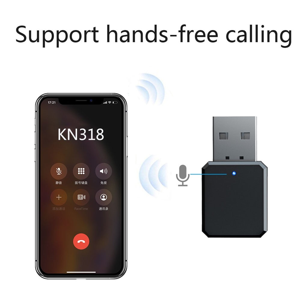 KN318 Wireless Bluetooth 5.1 Audio Receiver Transmitter Adapter 3.5mm AUX USB Adapt For Car Music Audio Reciever Handsfree