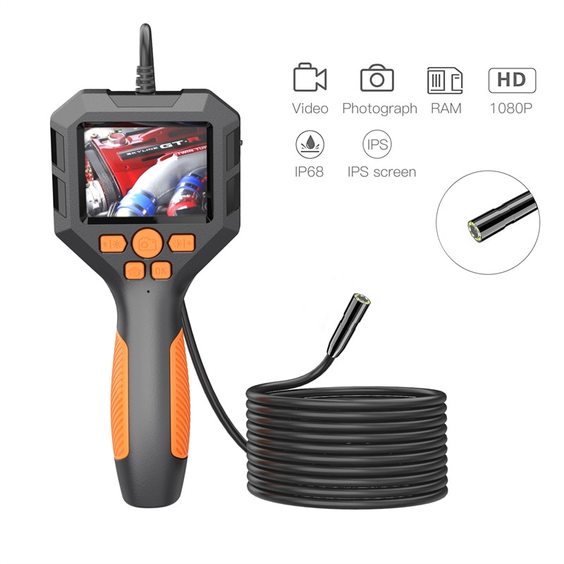1080P Industrial Endoscope Camera 2.4"/ 2.8 " IPS Inspection Camera 100 Meter Cable Pipe Sewer Borescope With 6 LED Fo