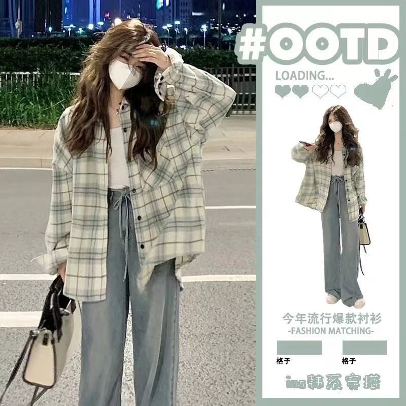 XEJ Plaid Shirt Elegant and Youth Woman Blouses Camisa Denim Women's Shirt 2023 New Blouse Korean Style Women's Clothi