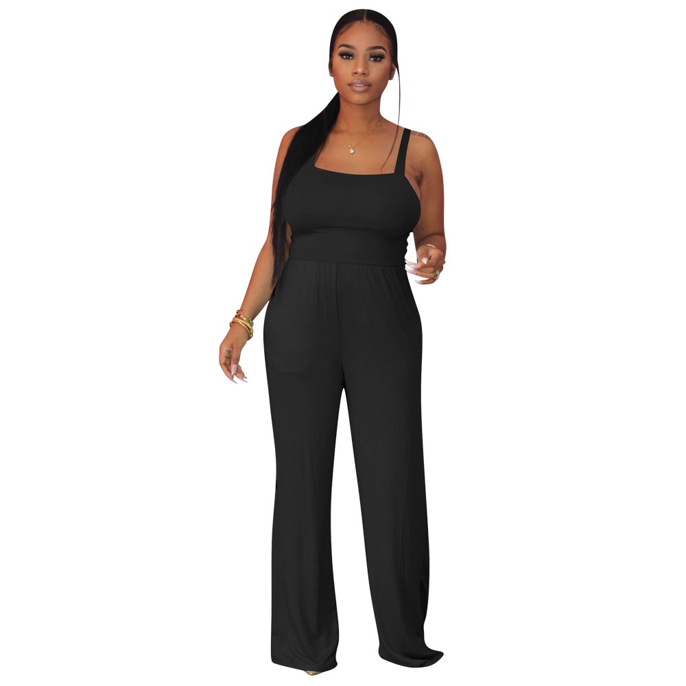 LEOSD Fashion Womens Overalls Elegant Solid Straples Straight Pants Casual One Piece Jump Suits for Women Ladies Jumpsuit