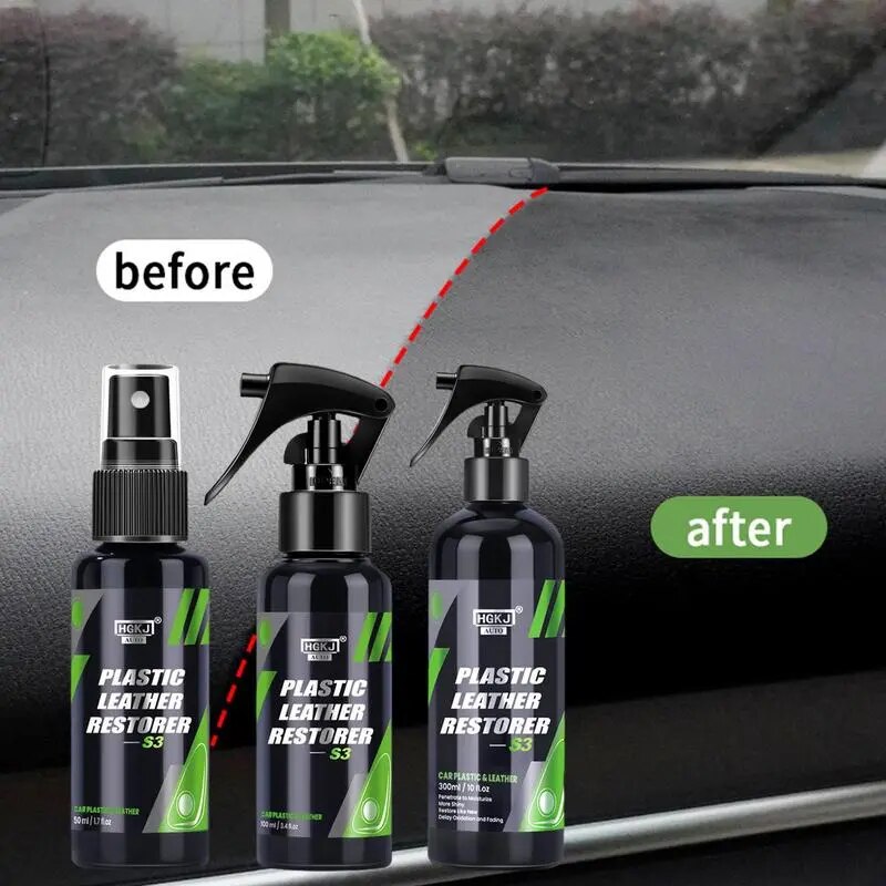 50/100/300ml Car Refurbishment Agent Auto Interior Repair Shine Spray Truck Motorcycles RV Plastic Leather Restorer