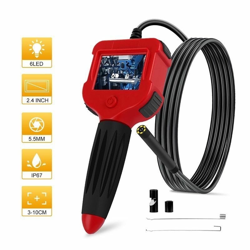 1/3/5M Handheld 2.4 " With Screen 5.5mm HD Endoscope Camera Industrial Pipeline Auto Repair Unlocking Tool For IOS, Android