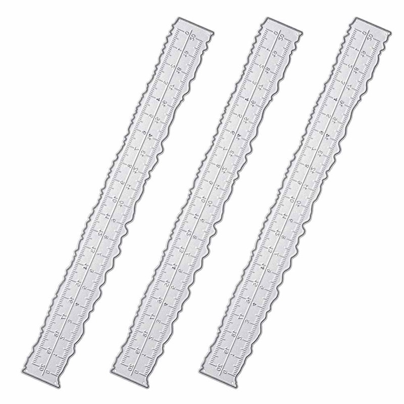 3 Pieces 8.4 Inches Metal Irregular Edges Ruler Edges Ruler For Card Making Scrapbooking Craft Decor School Office Tools