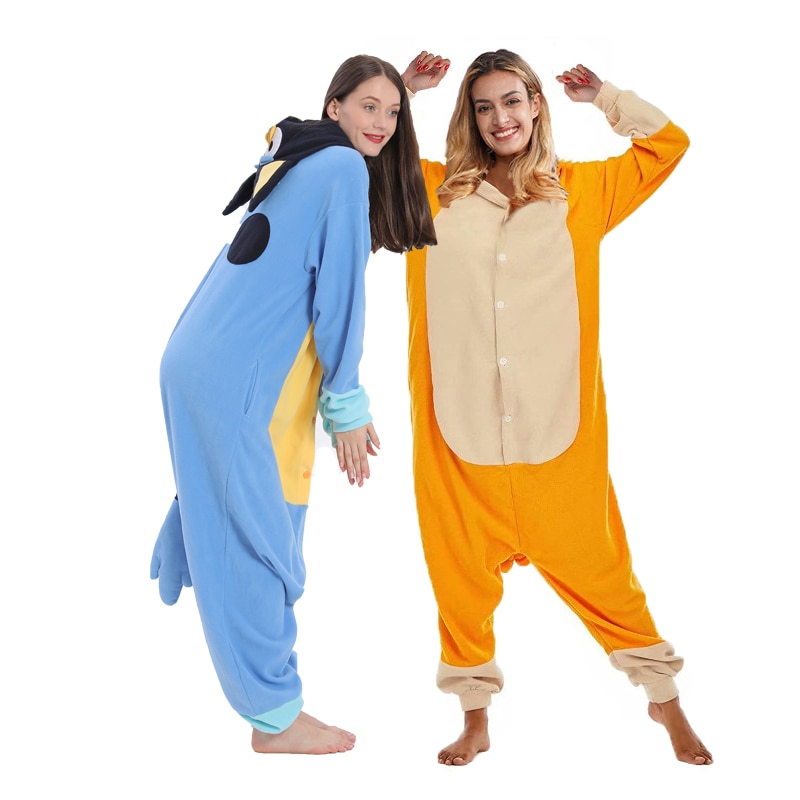 Kids Animal Blue Dog Onesies Boys Cosplay Pajamas Girls Cartoon Costume Christmas Halloween Party Orange Dog Jumpsuits