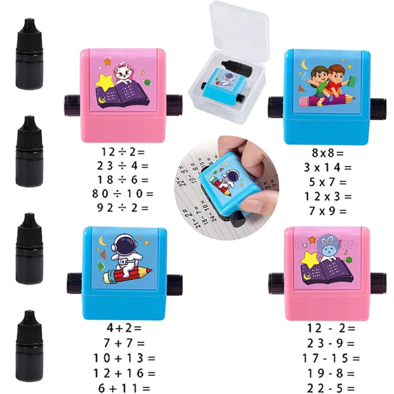 Roller Digital Teaching Stamp Reusable Addition and Subtraction Roller Stamp Within 100 Teaching Math Practice Questions