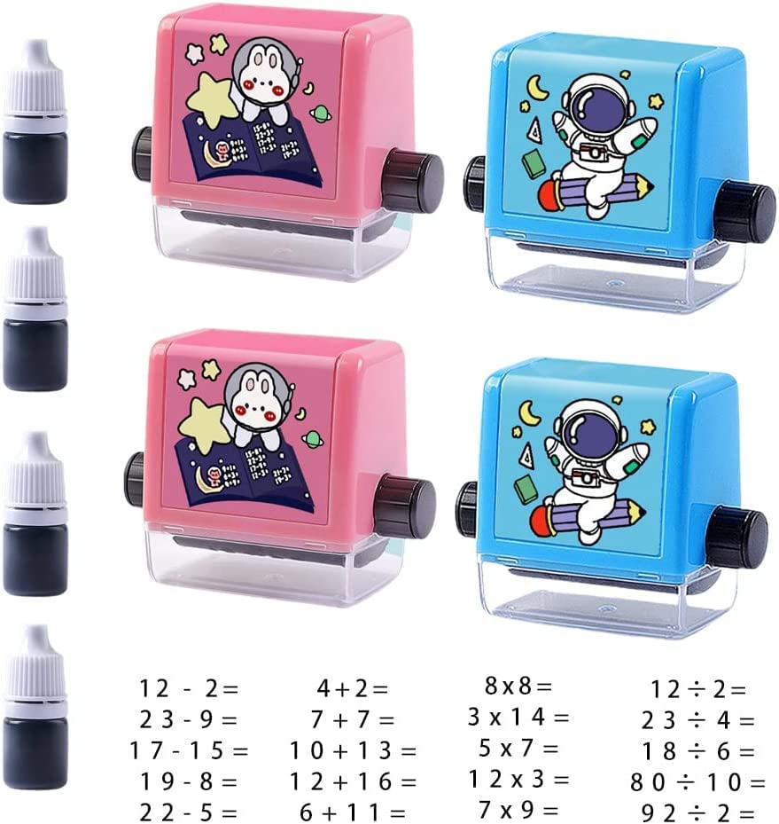 4 in 1 Addition and Subtraction Teaching Stamps for Kids Double-Head Roller Digital Teaching Stamp Within 100 Teaching Math