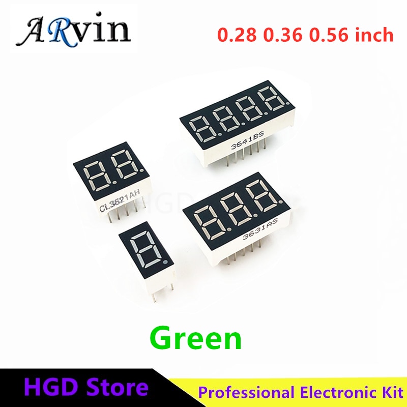 5pcs Digital tube Common AnodeCathode Green Blue White 3 4 Bit digital Tube 0.28 0.36 0.56 inch Green LED Display 7 segment