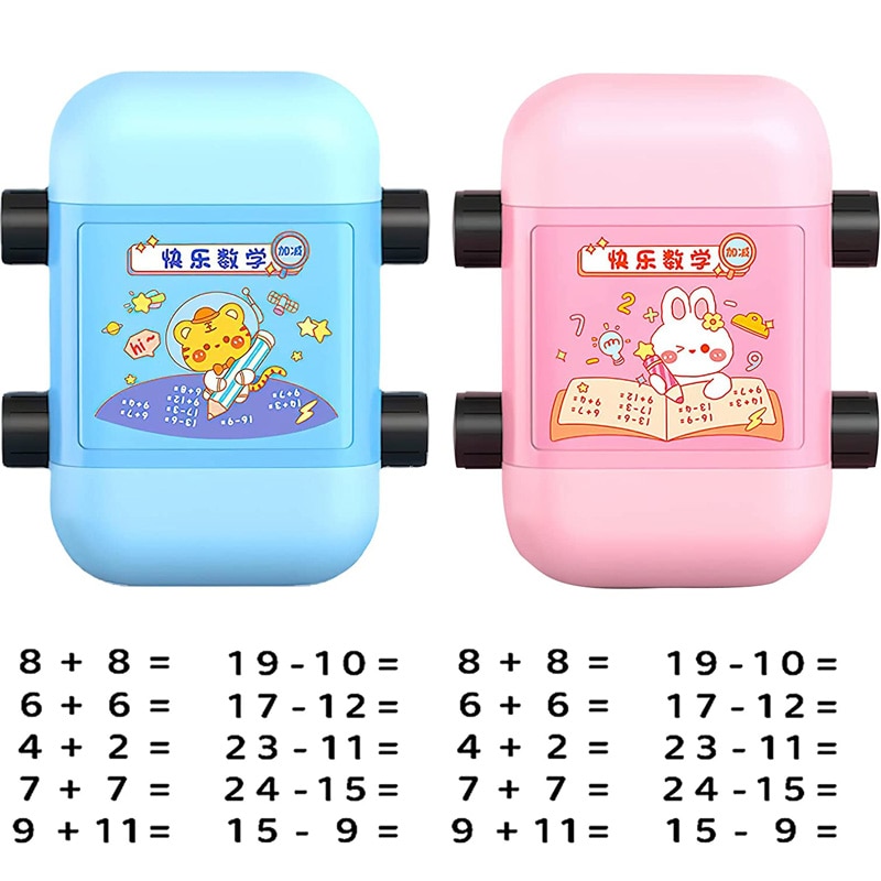 2 in 1 Addition and Subtraction Teaching Stamps for Kids Double-Head Roller Digital Teaching Stamp Within 100 Teaching Math