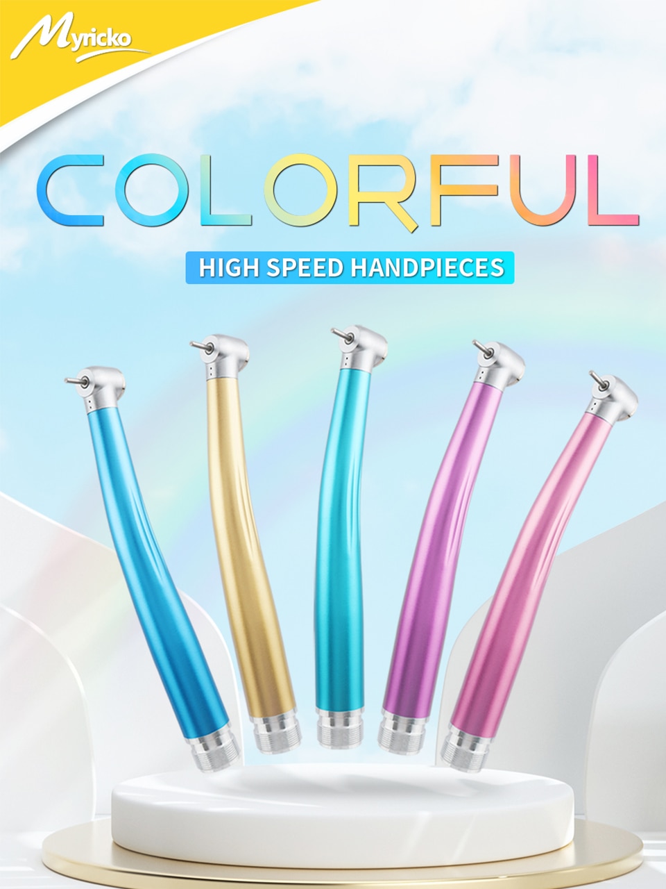Dental Colorful High Speed Rotation Handpiece Ceramic Bearing Turbine 2/4 Holes Single Water Spray Destist Tips Dentistry Tools