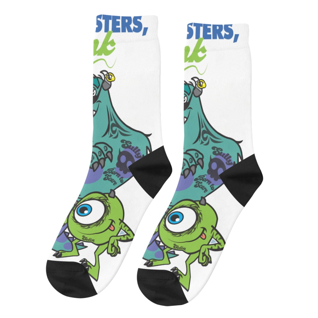Vintage Ink Classic Crazy Men's Socks Disney Monsters University Film Unisex Street Style Pattern Printed Novelty Crew Sock