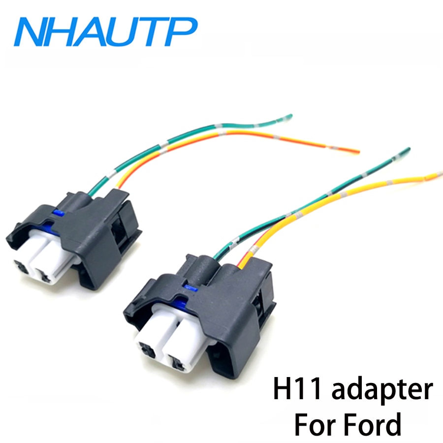NHAUTP 2Pcs Original H11 LED Socket Base Wiring Harness For Ford Focus Fiesta Mondeo Fog Light Bulbs Holder Connecter Adapter
