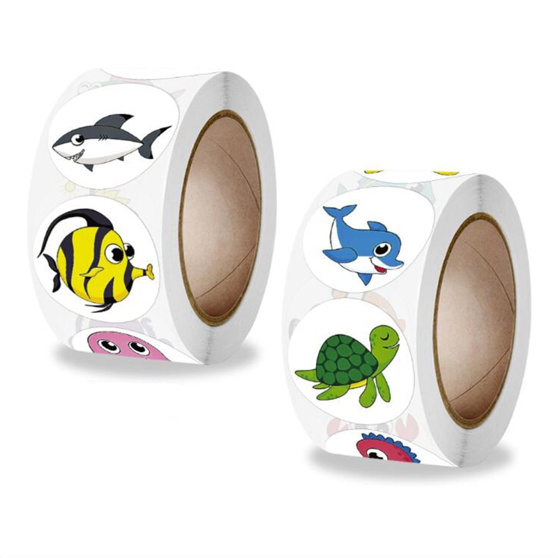 50-500PCS Cute Marine Fish Thank You Sticker Labels Sealing Children's School Stationery Supply Decoration Scrapbooking for