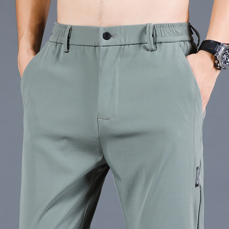 Spring Summer New Men's Casual Pants Men's Thin Pants Slim Fit Work Elastic Waist Jogging Pants Men's Plus Size 2