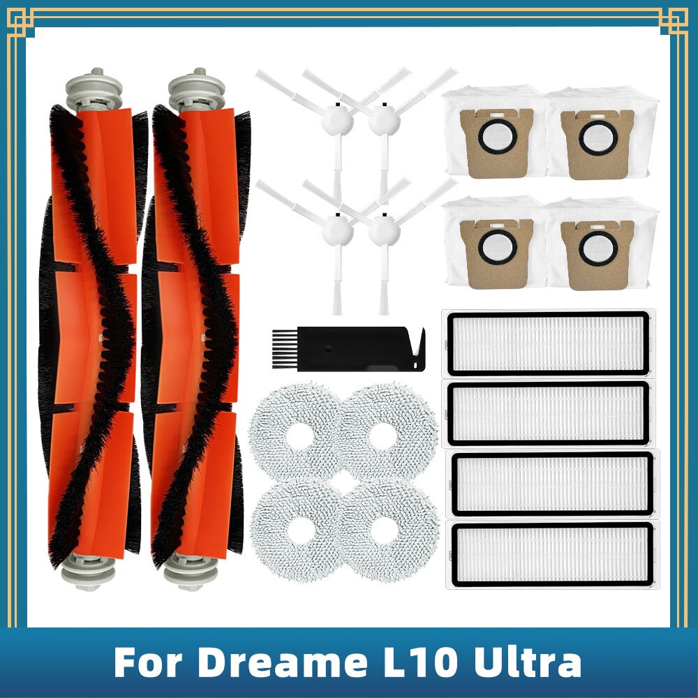 For Dreame Bot L10 Ultra Robot Vacuum Cleaner Spare Parts Accessories Main Side Brush Hepa Filter Dust Bag Mop Rag Cloth