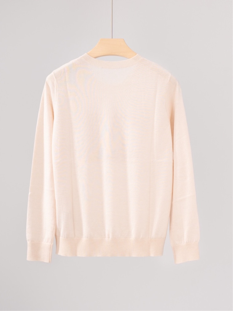Ladies Letter Print O-Neck Sweater 2023 Spring New Women Simple All-Match Solid Color Long-Sleeved Knit Pullover Tops