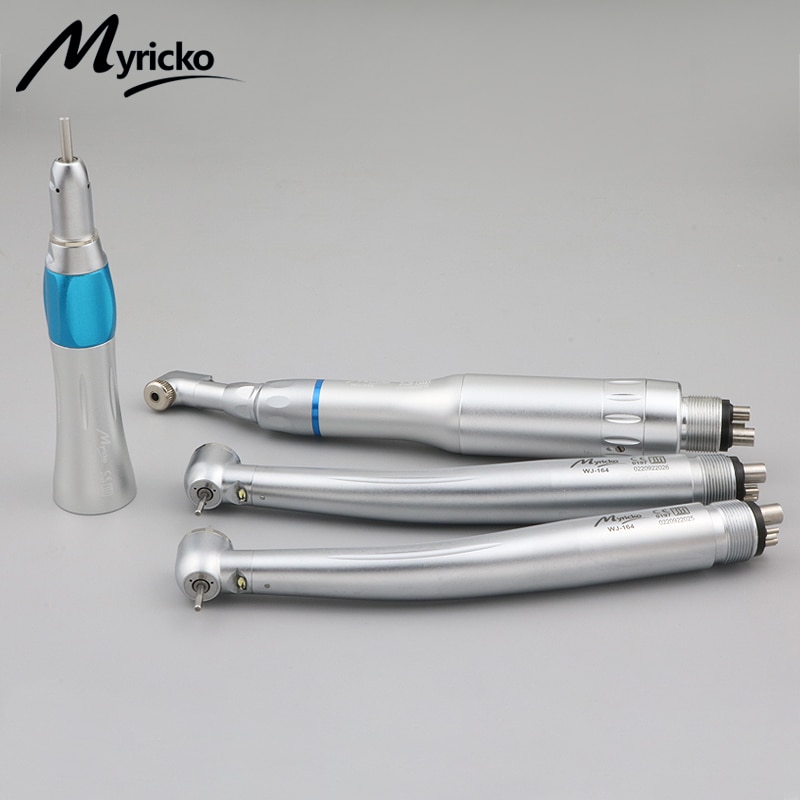 Dental Led High &Low Speed Handpiece Kit Air Turbine Straight Wrench Contra Angle HandpiecesSingle Water Spary Fit NSK Pana 