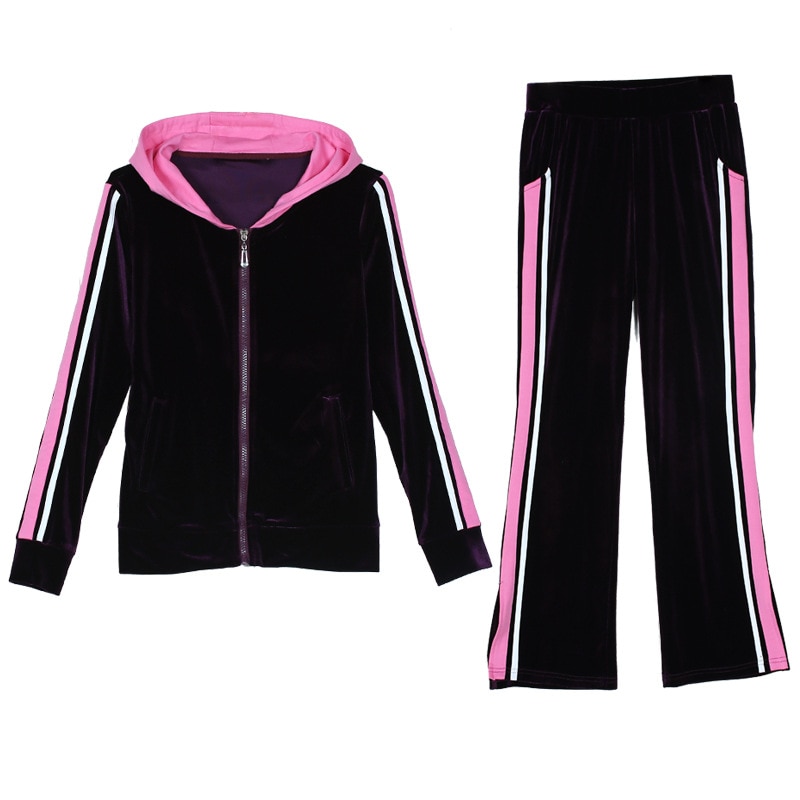 2023 Leisure Velvet Women 2 Pieces Outfits Zipper Hooded Tops And Spilled Sweat Pants Tracksuit Set Female Sportwear M-3XL
