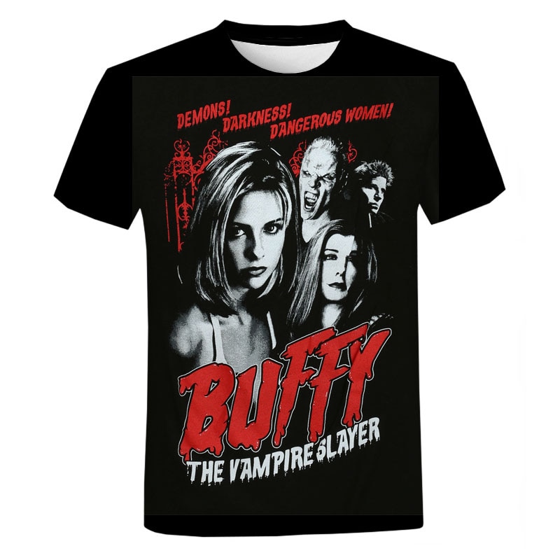 Y2K Clothing Buffy The Vampire T Shirt for Men Women Leisure Breathable Oversized T-shirt Fashion Harajuku Streetwear Tops Tees