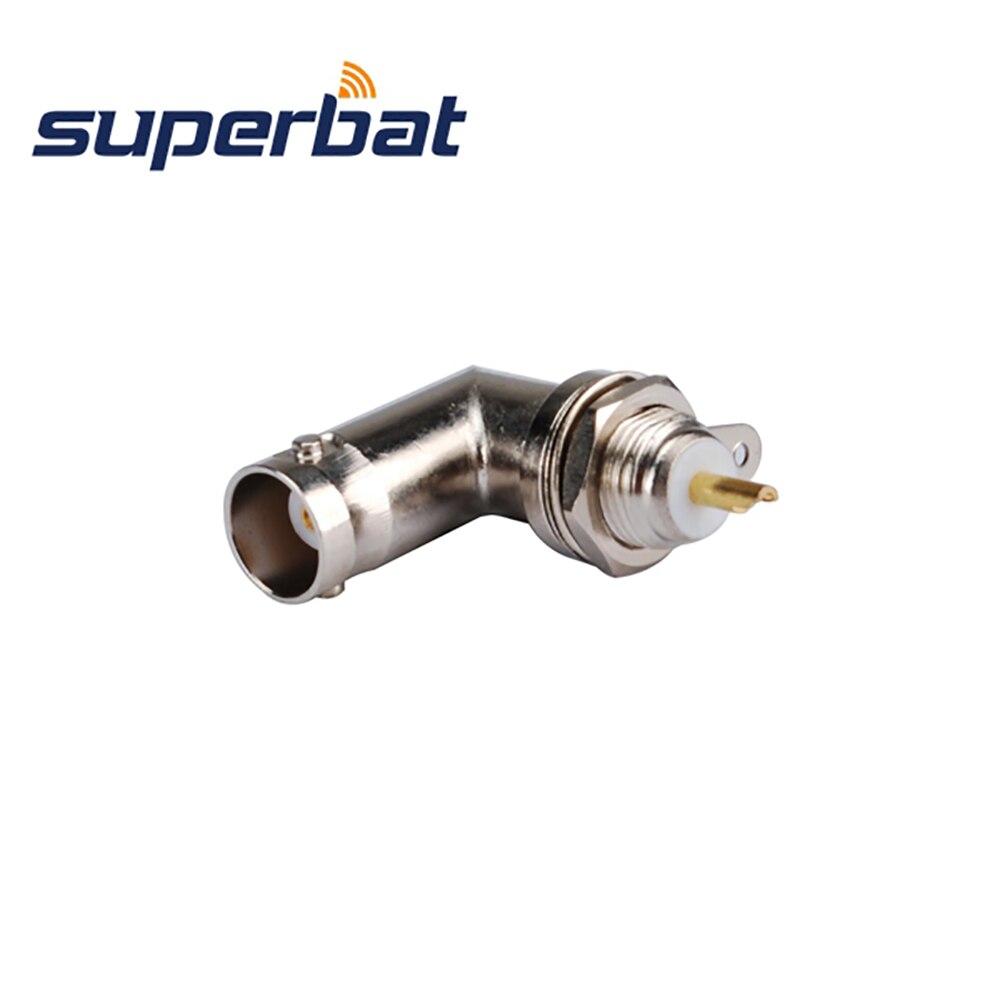 Superbat 10pcs BNC Connector Panel Mount Female Bulkhead Right Angle with Solder Cup
