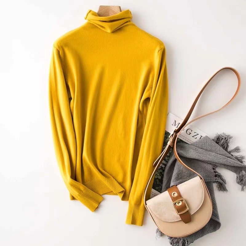 Cardigan Women's Wear Autumn And Winter The Lates Model Version Turtleneck High Elasticity Inside Sweaters Pile Up The Coll