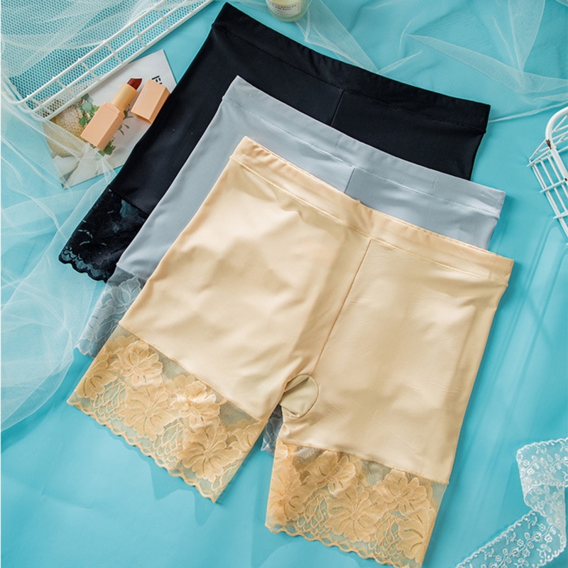 Lace Patchwork High Waist Safety Shorts Slimming Lace Shorts Women Seamless Square Safety Trousers