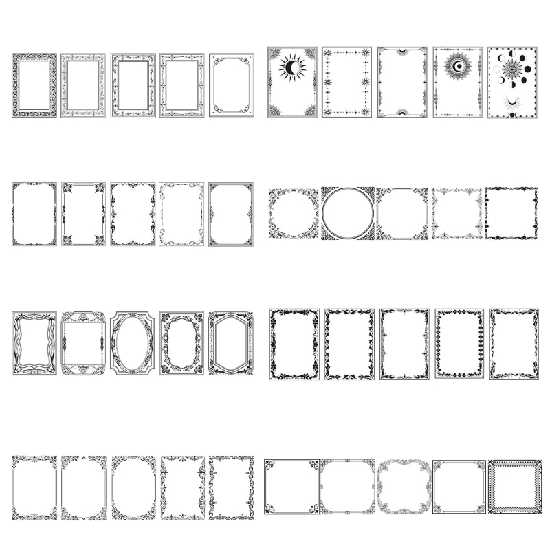 10pcs Vintage Frame Stickers Picture Photo Frames PET/ Special Paper for Girls