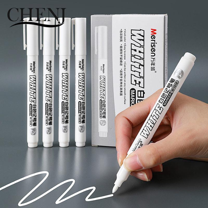 1Pcs White Marker Pen Alcohol Paint On Waterproof Tire Painting Graffiti Pens Permanent Gel Pen for Fabric Wood Leather Marker