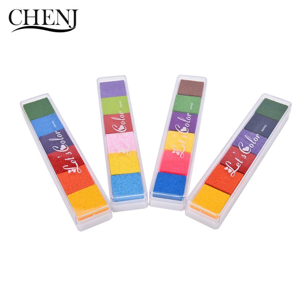 6 Color Inkpad Ink Stamp Pad Colorful Craft Inkpad Set for DIY Funny Work Fingerprint Scrapbooking Accessories Student Supplies