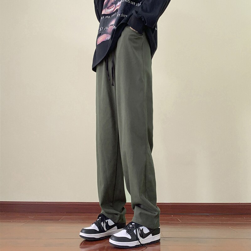 M-5XL Plus Size Mens Casual Pants Lightweight Summer Beach Bottom with Wide Legs Oversized Cotton Trousers Plain Color Pants