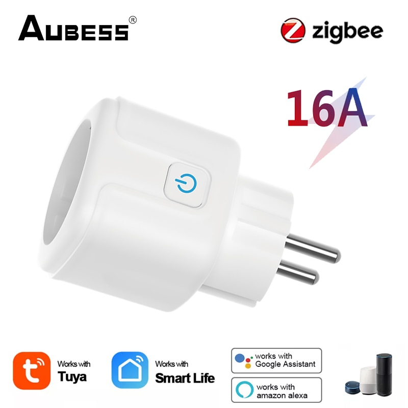 Aubess Tuya WiFi Smart Plug 16A EU Smart Socket With Power Monitoring Timing Function Voice Control Via Alexa Google Home