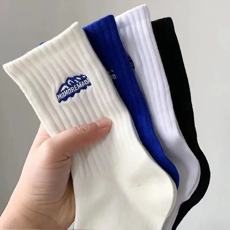 Socks Men's Snow Mountain Solid Color Medium Socks Women's Vertical Pattern Breathable Autumn and Winter New Wholesale