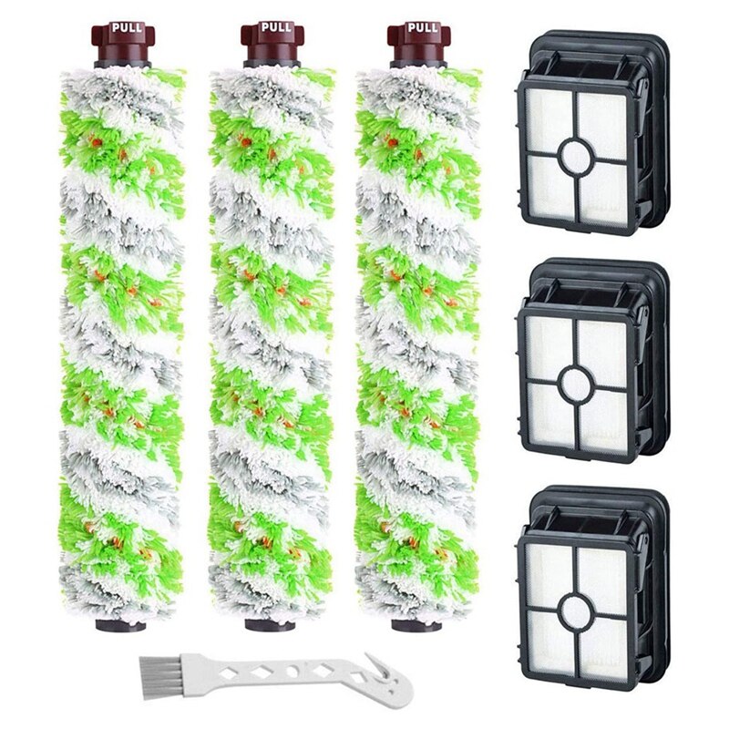 3 Pack 2460 Brush Rolls + 1866 Vacuum Filters Spare Parts For Bissell Crosswave Pet Pro 2306A & Crosswave 1785 Series